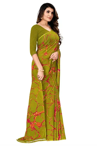 Elegant Multicoloured Georgette Printed Sarees with Blouse piece