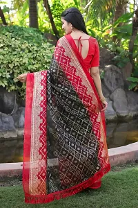 Beautiful Black Kota Doria Woven Design Women Saree with Blouse piece-thumb1