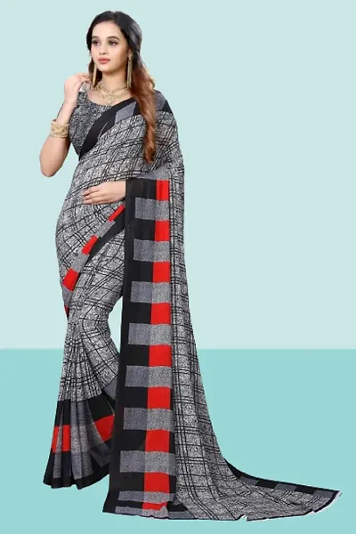 Trendy Georgette Printed Sarees With Blouse Piece