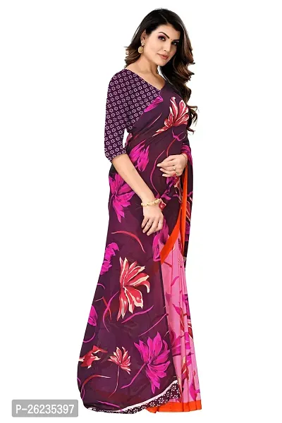 Elegant Pink Georgette Saree with Blouse piece For Women-thumb0