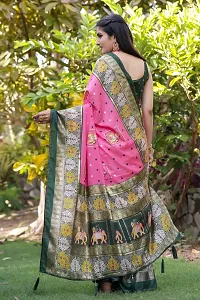 Beautiful Pink Dola Silk Foil Print Women Saree with Blouse piece-thumb1