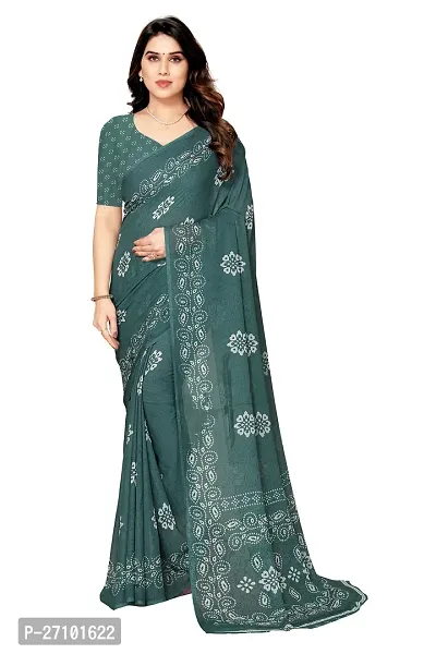 Stylish Women Georgette Printed Saree with Blouse piece