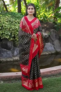 Stylish Black Kota Doria Saree With Blouse Piece For Women-thumb2