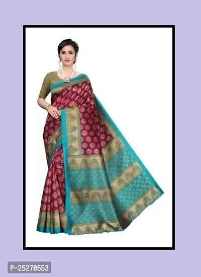 Elegant Teal Art Silk Printed Saree with Blouse piece