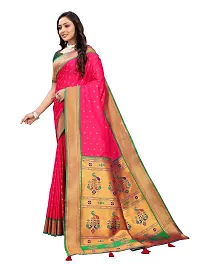 Beautiful Pink Jaqcard  Woven Design Saree With Blouse Piece For Women-thumb2