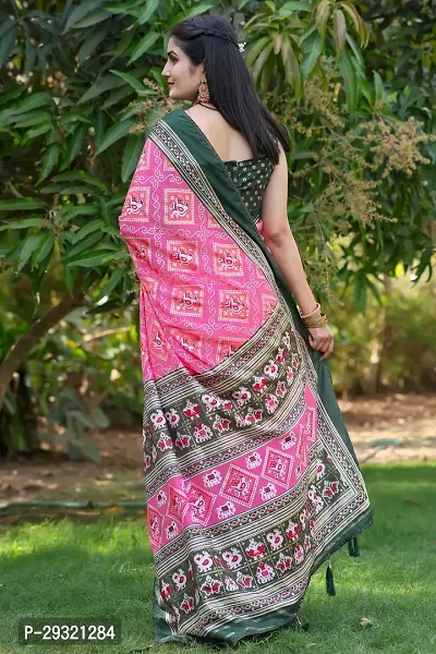 Stylish Pink Dola Silk Saree With Blouse Piece For Women-thumb2