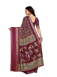 Beautiful Magenta Dola Silk Foil Print Women Saree with Blouse piece-thumb1