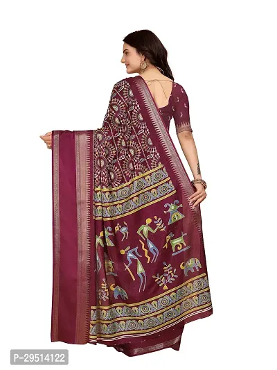 Beautiful Magenta Dola Silk Foil Print Women Saree with Blouse piece-thumb2