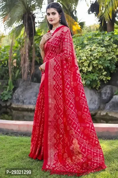 Stylish Red Kota Doria Saree With Blouse Piece For Women-thumb3