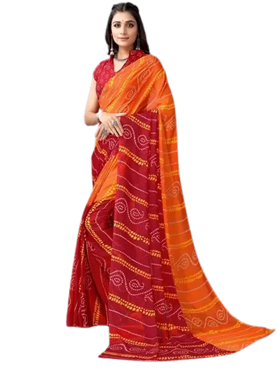 Elegant Georgette Printed Sarees with Blouse piece