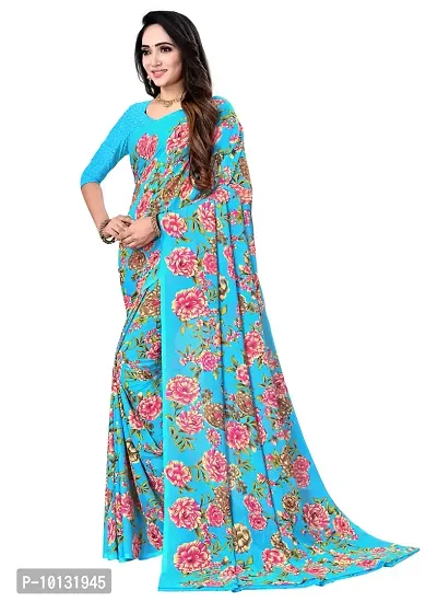 Trendy Georgette Printed Saree With Blouse Piece For Women-thumb3