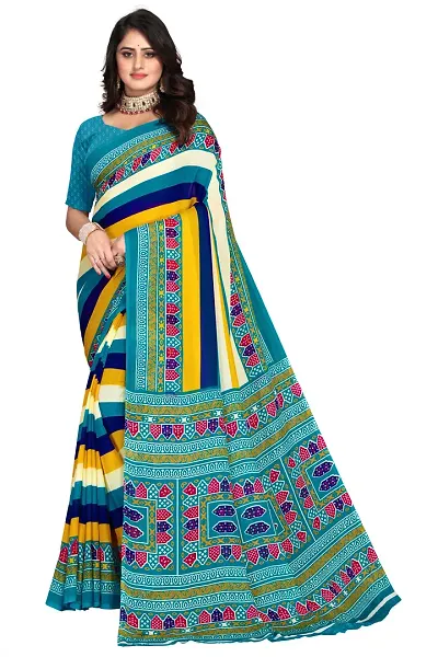 Fancy Georgette Saree with Blouse Piece for Women