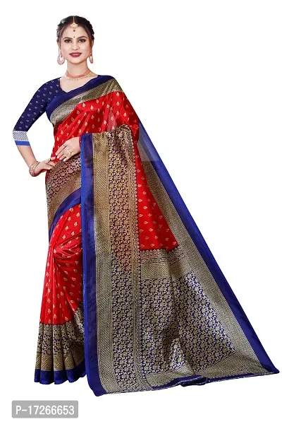 Elegant Multicoloured Art Silk Saree with Blouse piece-thumb0