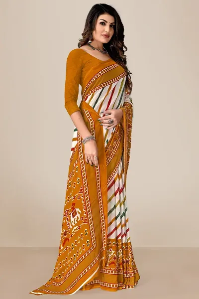 Trendy Georgette Printed Sarees With Blouse Piece