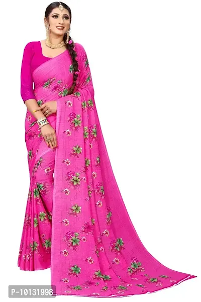 Trendy Georgette Printed Saree With Blouse Piece For Women-thumb0