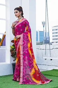 Stylish Georgette Pink Printed Saree with Blouse piece For Women-thumb3