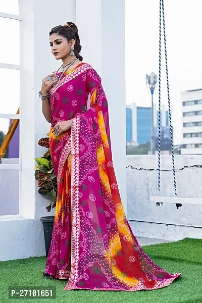 Stylish Georgette Pink Printed Saree with Blouse piece For Women-thumb4