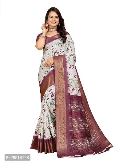 Beautiful Magenta Dola Silk Foil Print Women Saree with Blouse piece