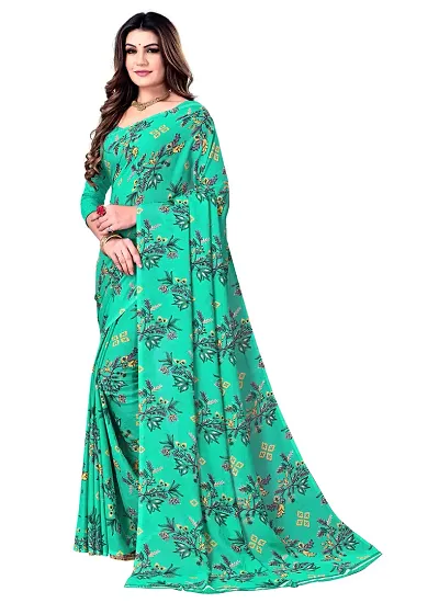 Trendy Georgette Printed Sarees With Blouse Piece