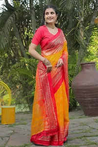 Beautiful Yellow Kota Doria Woven Design Women Saree with Blouse piece-thumb2