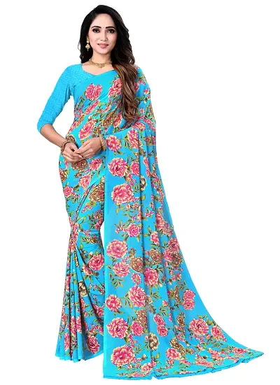 Trendy Georgette Saree With Blouse Piece For Women