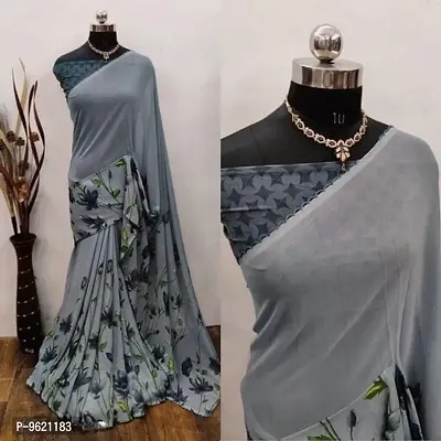 Fancy Georgette Saree with Blouse Piece for Women-thumb0