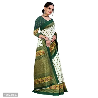 Elegant Green Art Silk Saree with Blouse piece For Women-thumb0