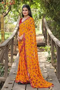 Stylish Orange Georgette Saree With Blouse Piece For Women-thumb3