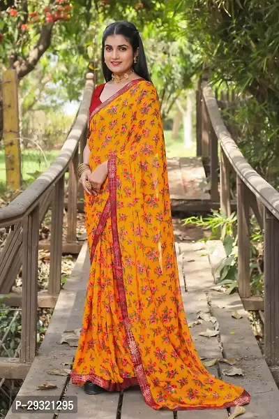 Stylish Orange Georgette Saree With Blouse Piece For Women-thumb4