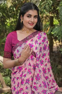 Stylish Pink Georgette Saree With Blouse Piece For Women-thumb2