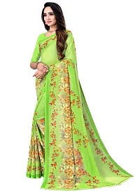 Stylish Georgette Green Printed Saree with Blouse piece For Women-thumb2