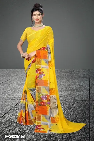 Elegant Multicoloured Georgette Saree with Blouse piece For Women