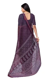 Beautiful Purple Net Printed Saree With Blouse Piece For Women-thumb2