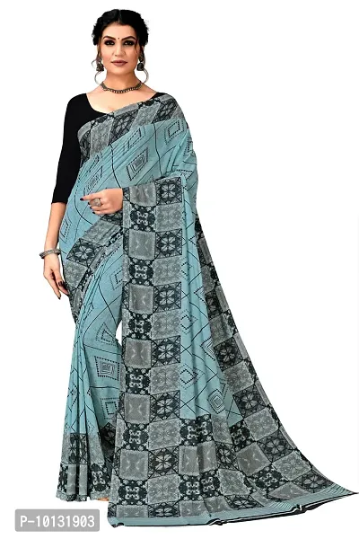 Trendy Georgette Printed Saree With Blouse Piece For Women-thumb0