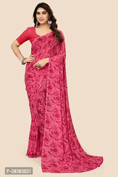 Alluring Pink Georgette Printed Saree with Blouse piece