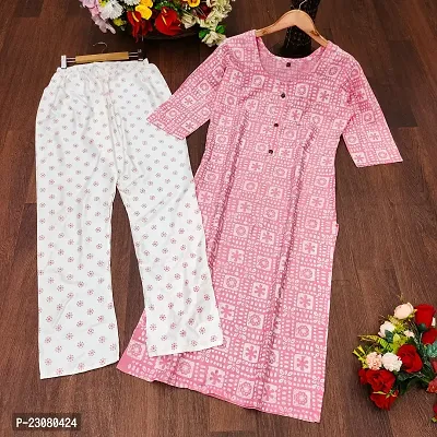 Straight Pink  Rayon Kurta Pant Set For Women-thumb0