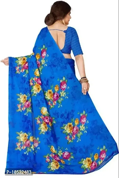 Women Fancy Floral Printed Georgette Saree-thumb2