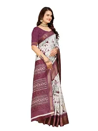 Beautiful Magenta Dola Silk Foil Print Women Saree with Blouse piece-thumb2