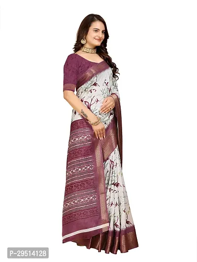 Beautiful Magenta Dola Silk Foil Print Women Saree with Blouse piece-thumb3