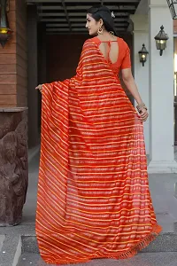 Stylish Orange Kota Doria Saree With Blouse Piece For Women-thumb1