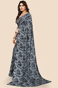 Alluring Grey Georgette Printed Saree with Blouse piece-thumb1