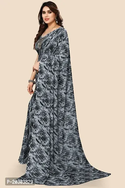 Alluring Grey Georgette Printed Saree with Blouse piece-thumb2