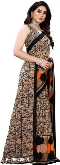 Elegant Multicoloured Georgette Printed Saree with Blouse piece