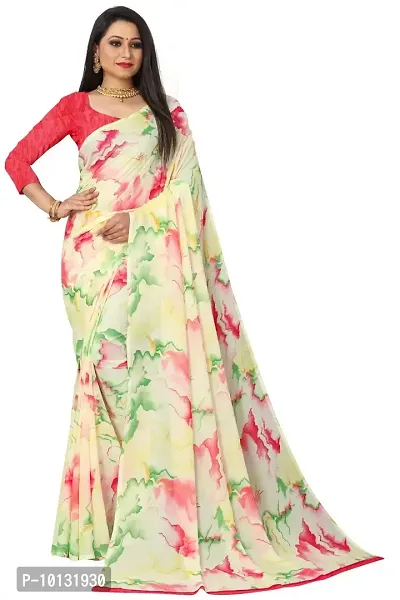 Trendy Georgette Printed Saree With Blouse Piece For Women-thumb0