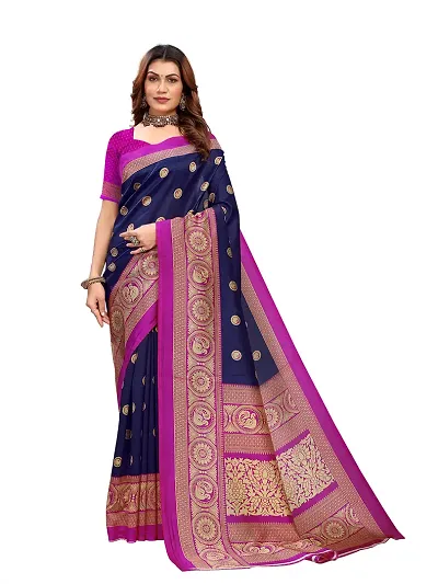 Women Stylish Art Silk Self Pattern Saree with Blouse piece