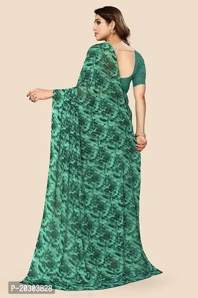 Alluring Green Georgette Printed Saree with Blouse piece-thumb3