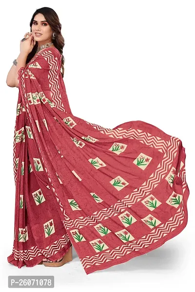 Elegant Maroon Georgette Printed Saree with Blouse piece