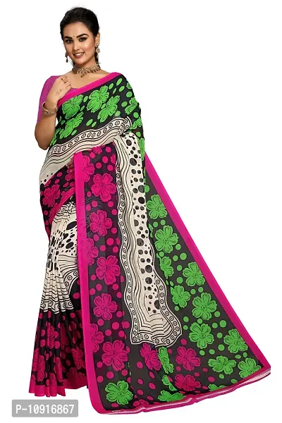 Stylish Georgette Pink Printed Women Saree with Blouse piece-thumb0