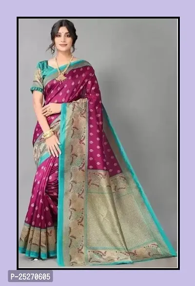 Elegant Purple Art Silk Printed Saree with Blouse piece-thumb0