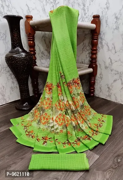 Fancy Georgette Saree with Blouse Piece for Women-thumb0